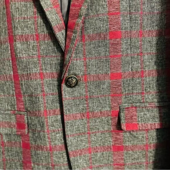 Women’s Oversized Plaid Blazer Gray & Hot Pink Size Large - Picture 4 of 9